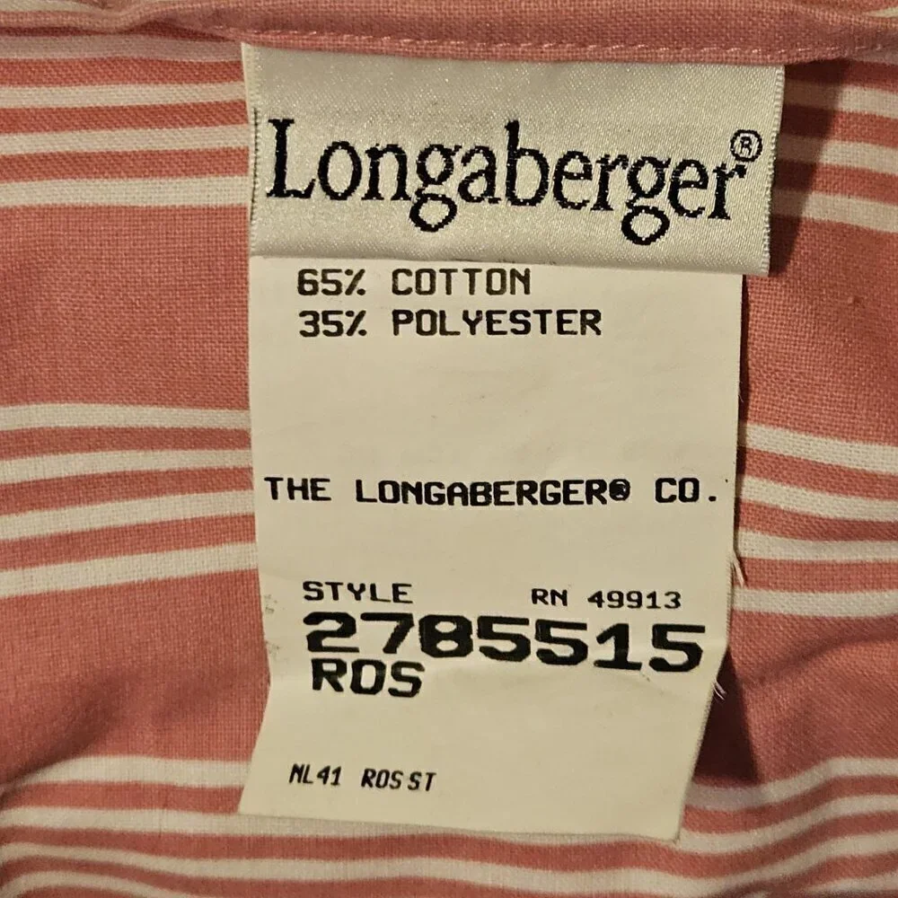 Longaberger Dusty Rose Striped Pillow Sham 31x27